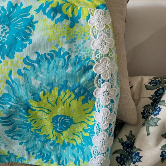 Vintage Lilly Pulitzer Originals short skirt aqua blues greens appliques pockets - Picture 2 of 9